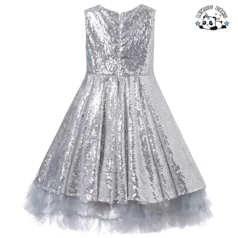 LEZONKIDS - Vestido de Princesa de Renda Macia com Lantejoulas Brilhantes sem Manga para Menina, Produto Novo, Atacado, Personalizável
